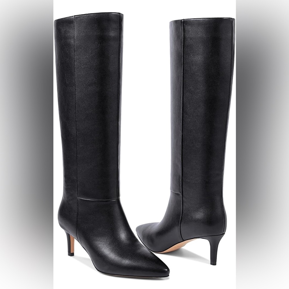 😍wetkiss Knee High Boots with Kitten Heel and Pointed Toe Design Classic …